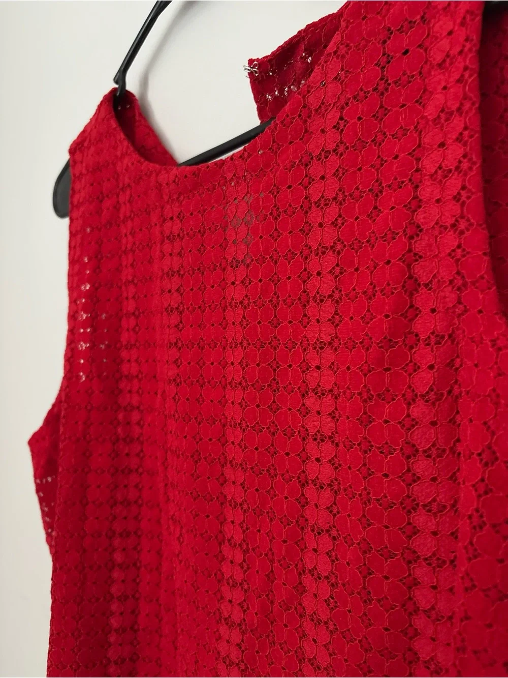 Express Red Crochet Crop Top & Flared Pants Set